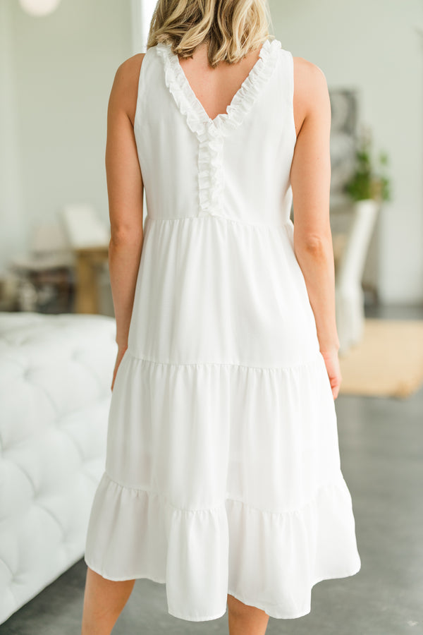 chic white midi dress