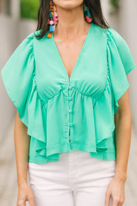 Take Your Love Mint Green Ruffled Top