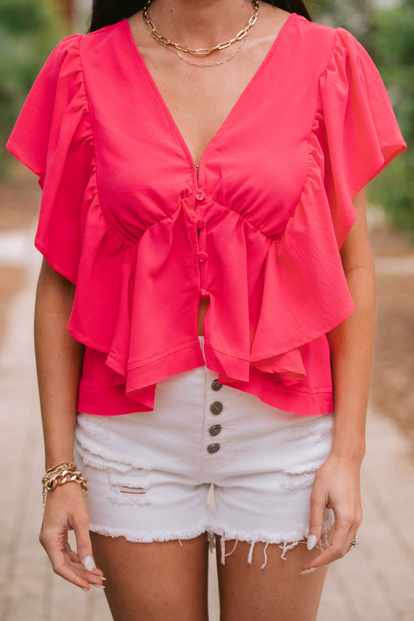 Take Your Love Pink Ruffled Top