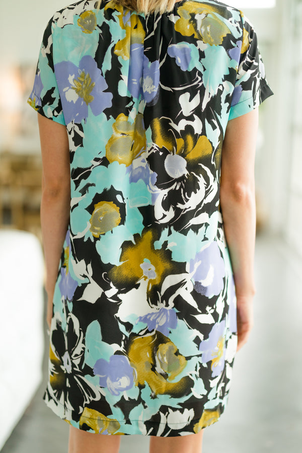 bold floral shift dress