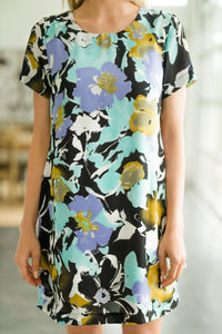 bold floral shift dress