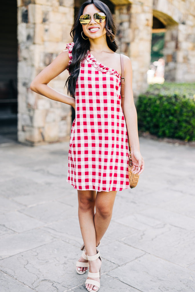 Trendy Red Gingham Dress - Summer Boutique Dresses – Shop the Mint