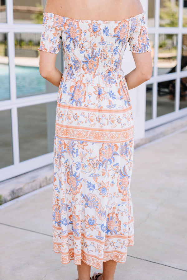 floral smocked midi dress