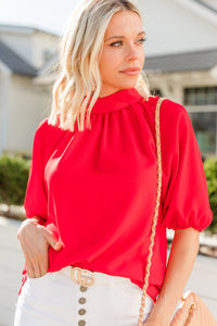 bright bubble sleeve blouse