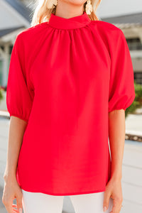 bright bubble sleeve blouse