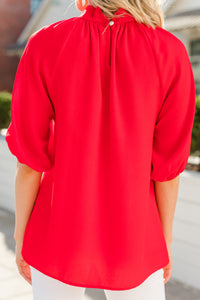 bright bubble sleeve blouse