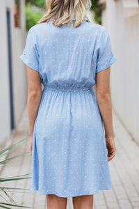 blue star print dress