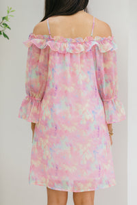 pink watercolor dress