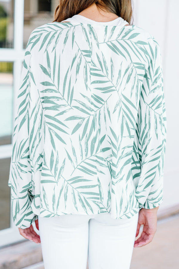 palm printed kimono