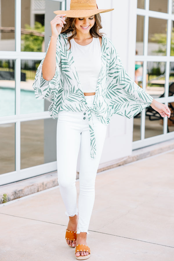 palm printed kimono