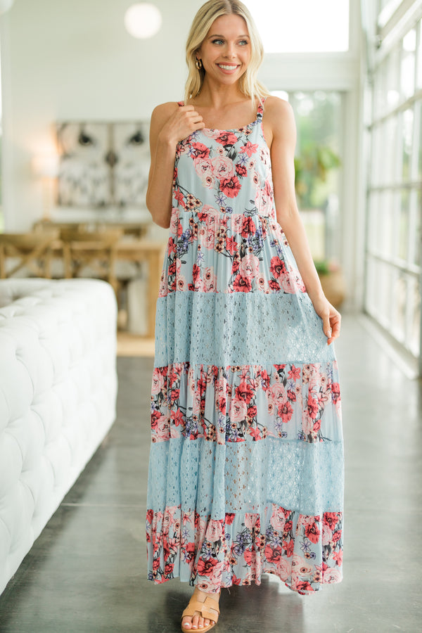floral blue midi dress