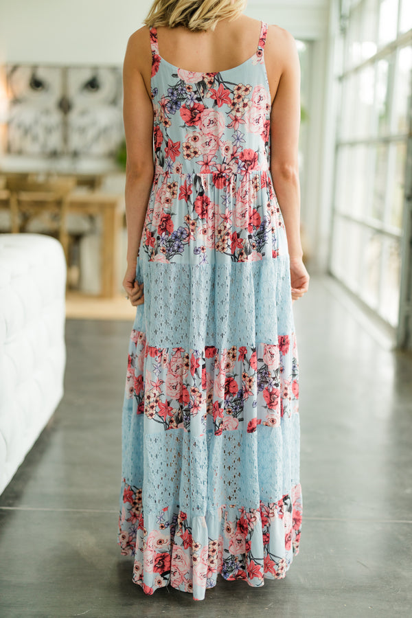 floral blue midi dress