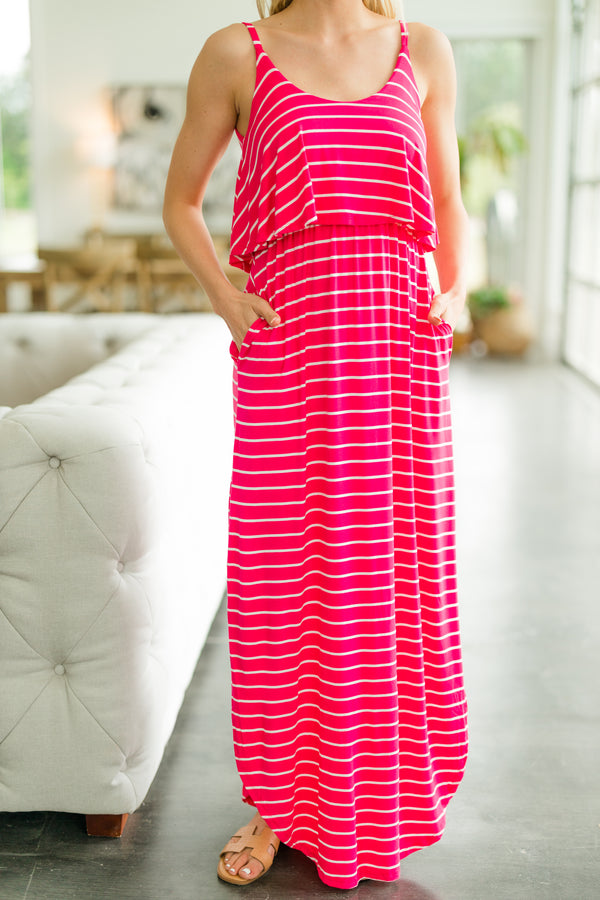 vibrant striped maxi dress