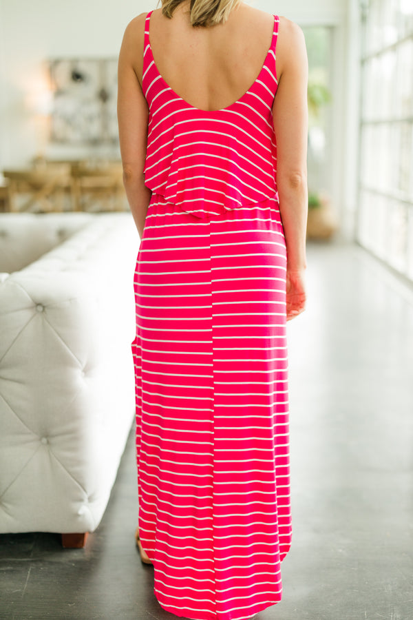 vibrant striped maxi dress