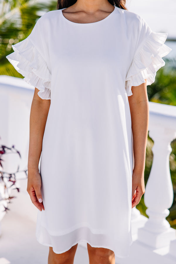 What A Vision White Ruffled Dress