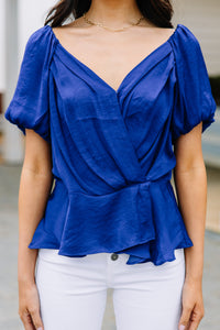 Perfect Love Sapphire Blue Pleated Top