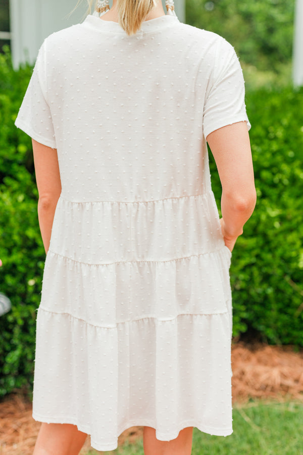 white swiss dot babydoll dress