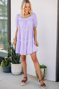 purple gingham dress