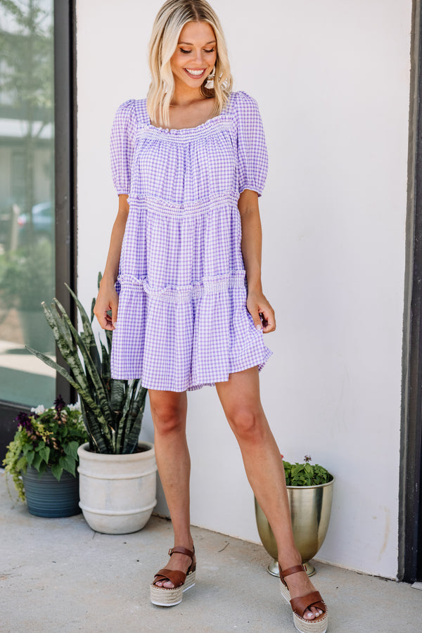 purple gingham dress