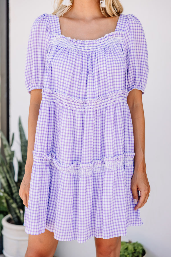 purple gingham dress