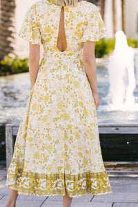 Know The Truth Chartreuse Yellow Floral Maxi Dress