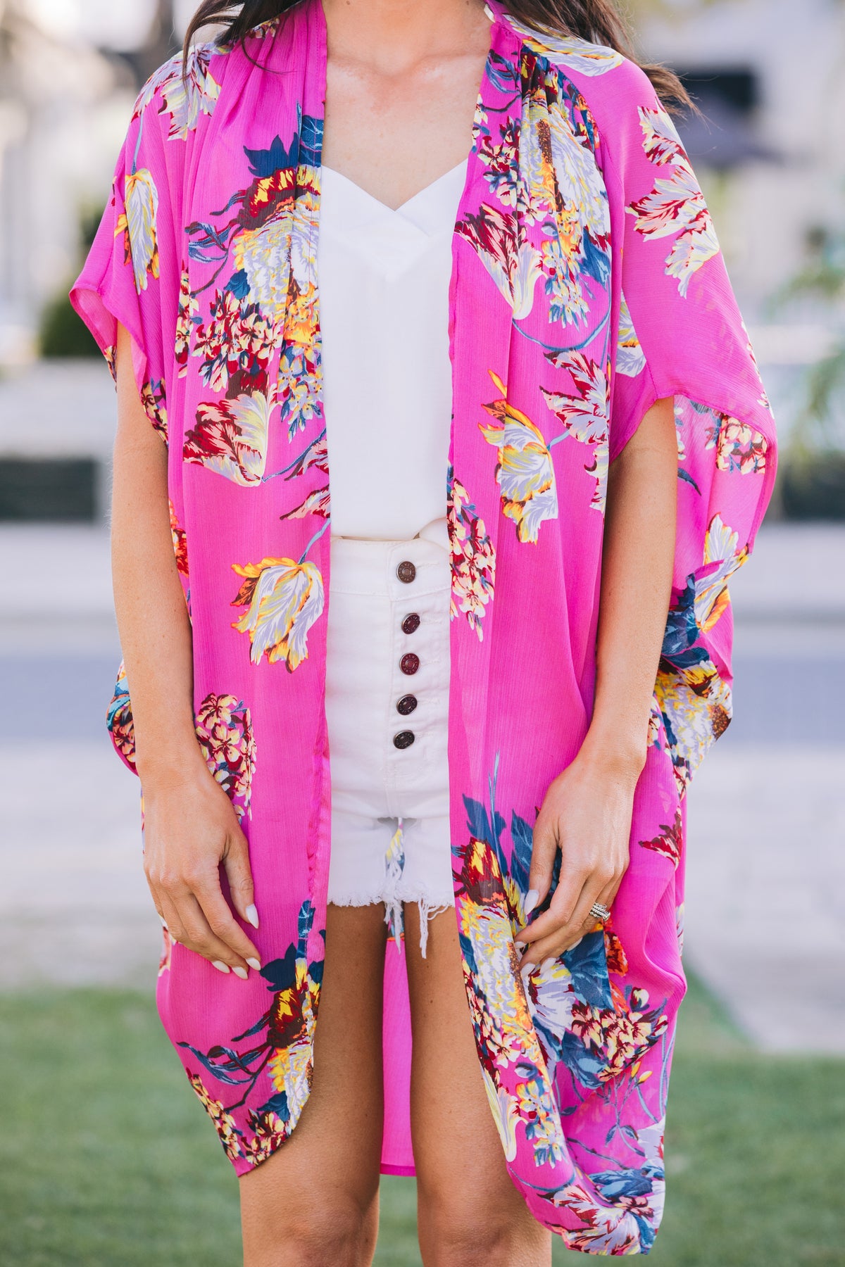Fun Hot Pink Floral Kimono Vibrant Layers Shop the Mint