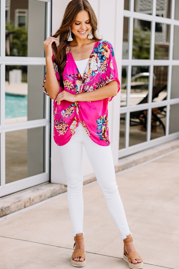 Bold Bliss Hot Pink Floral Blouse