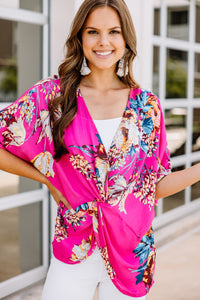 Bold Bliss Hot Pink Floral Blouse