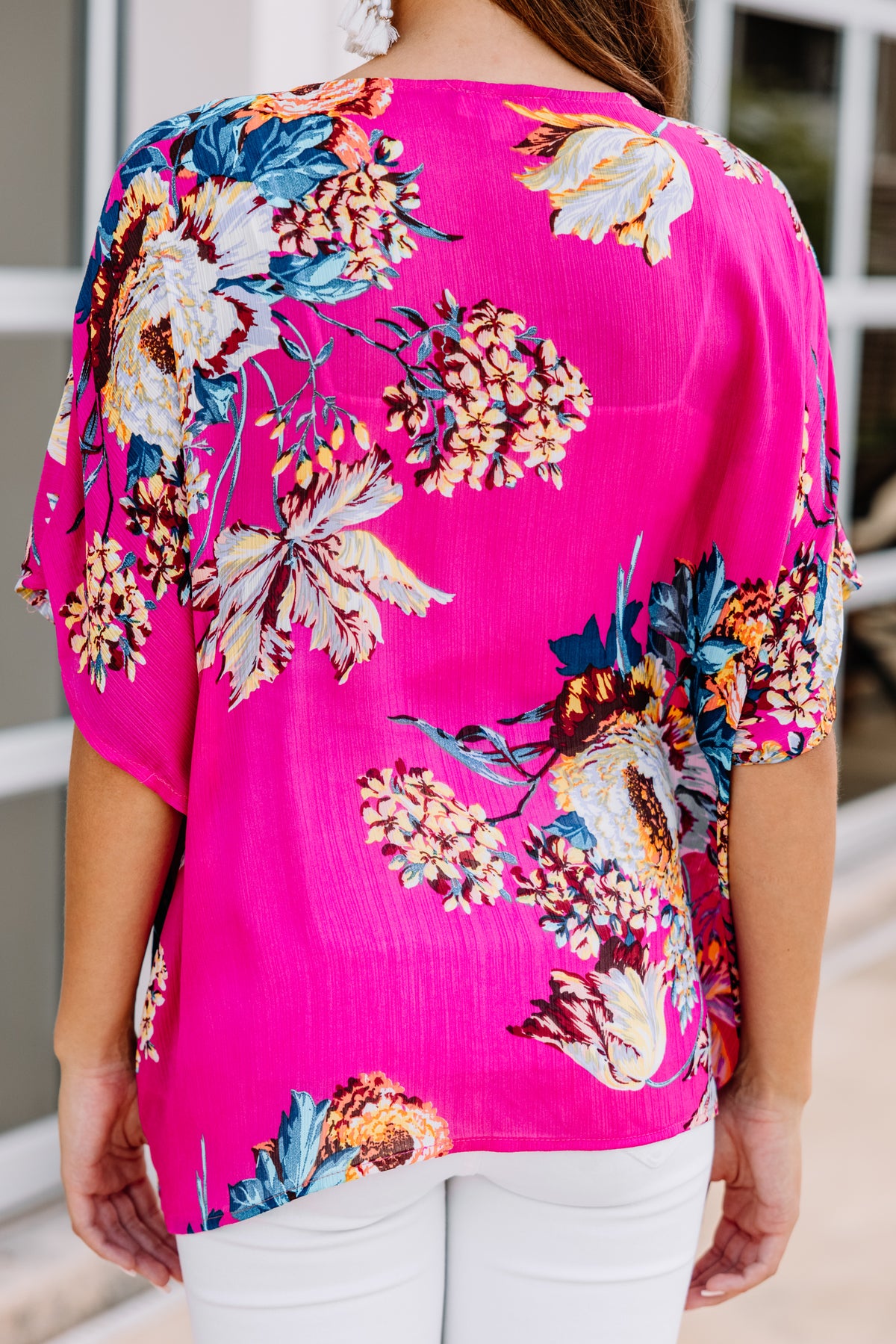 Bold Bliss Hot Pink Floral Blouse - Chic Blouses – Shop the Mint
