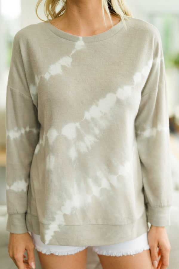 neutral tie dye pullover