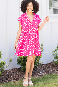 pink spotted dress