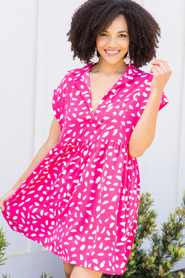 pink spotted dress