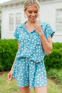 spotted button down top