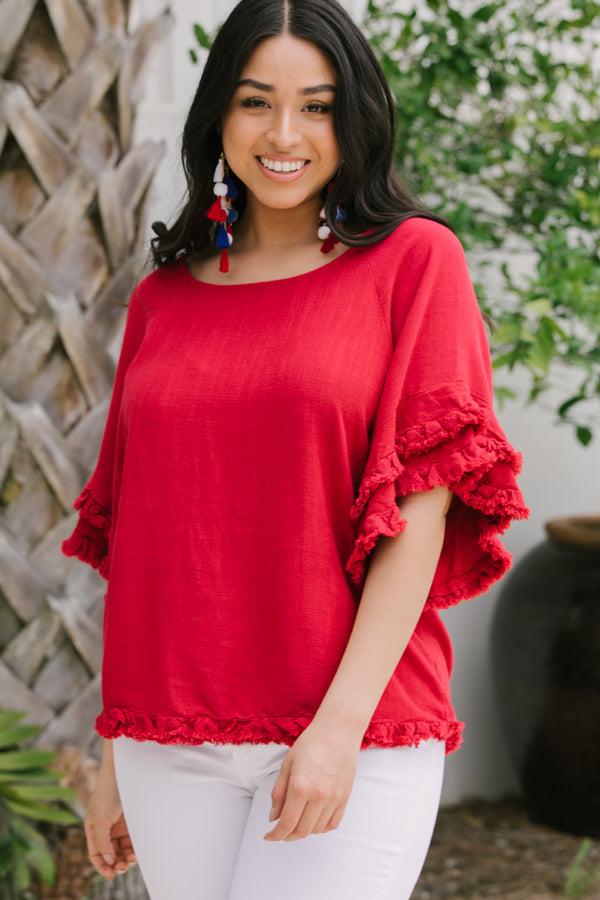 Go For What You Want Red Linen Top