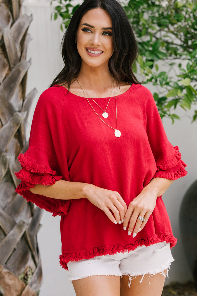 Light Red Linen Top Women's Summer Tops Shop the Mint