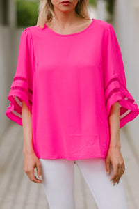 Just A Day Away Hot Pink Bell Sleeve Blouse
