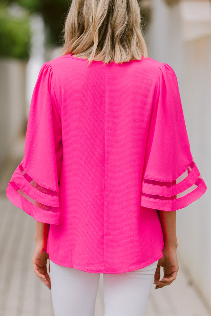 Beautiful Hot Pink Bell Sleeve Blouse Fabulous Blouses Shop the Mint