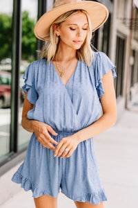 blue ruffled romper