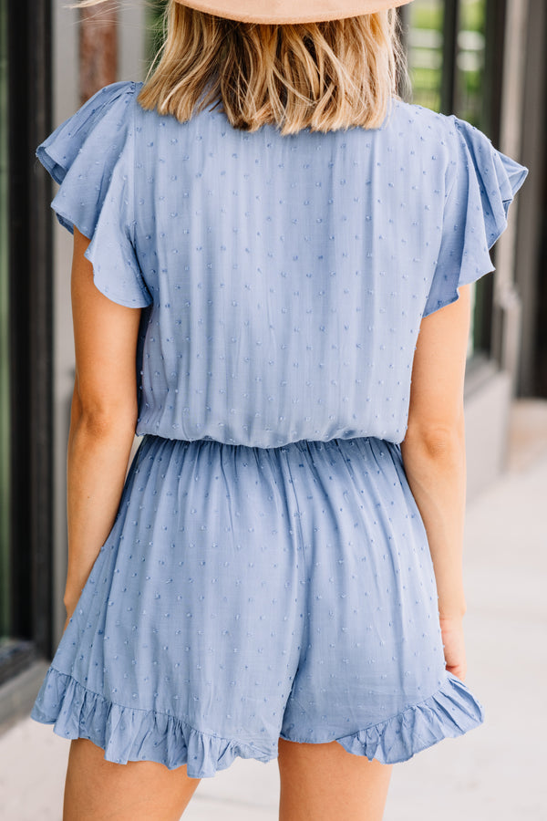 blue ruffled romper