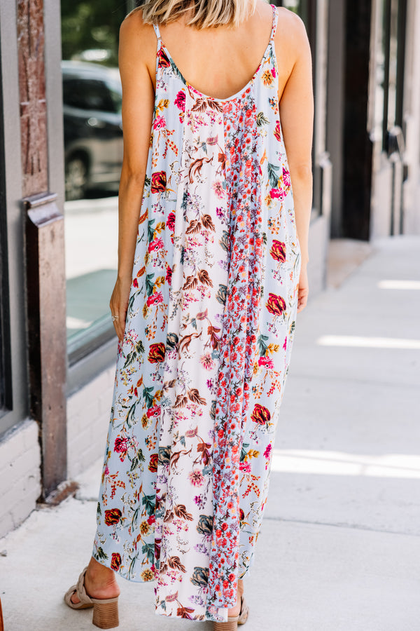 Live The Dream Sky Blue Floral Midi Dress