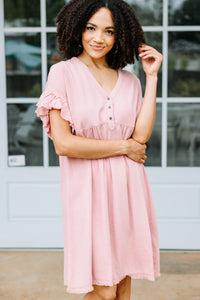 pink linen dress