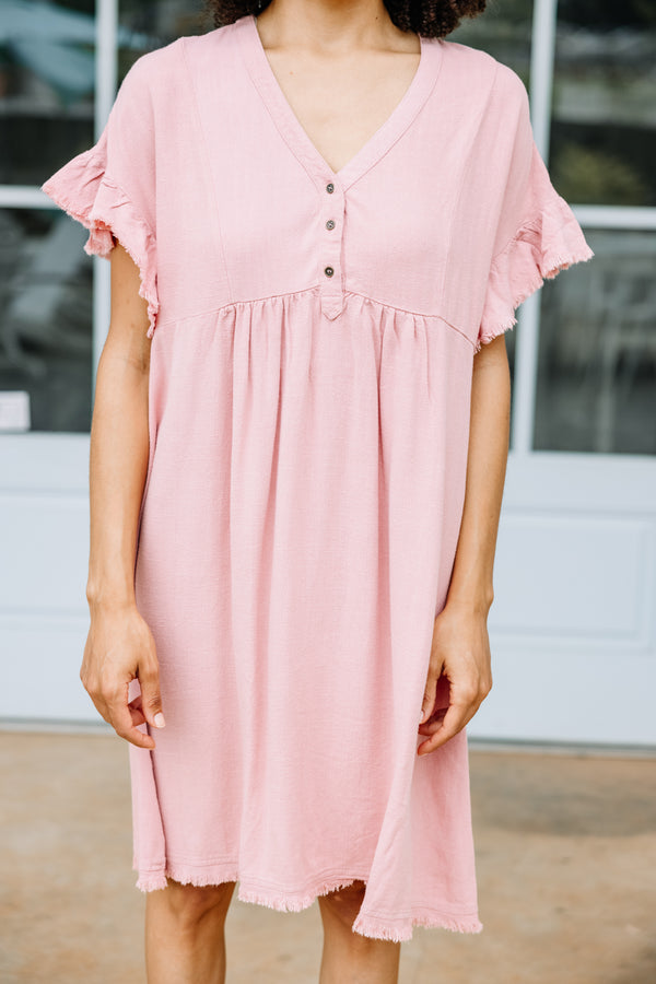 pink linen dress