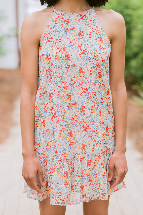 Worth It Ivory White Ditsy Floral Dress