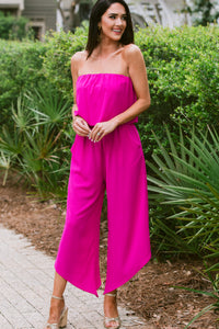 strapless solid jumpsuit 