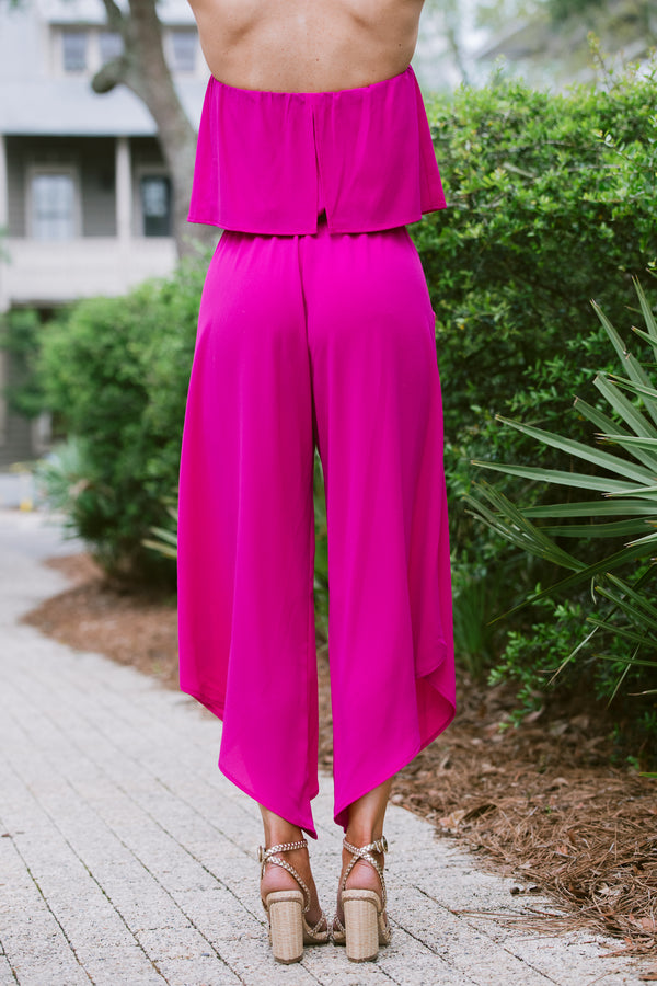 strapless solid jumpsuit 