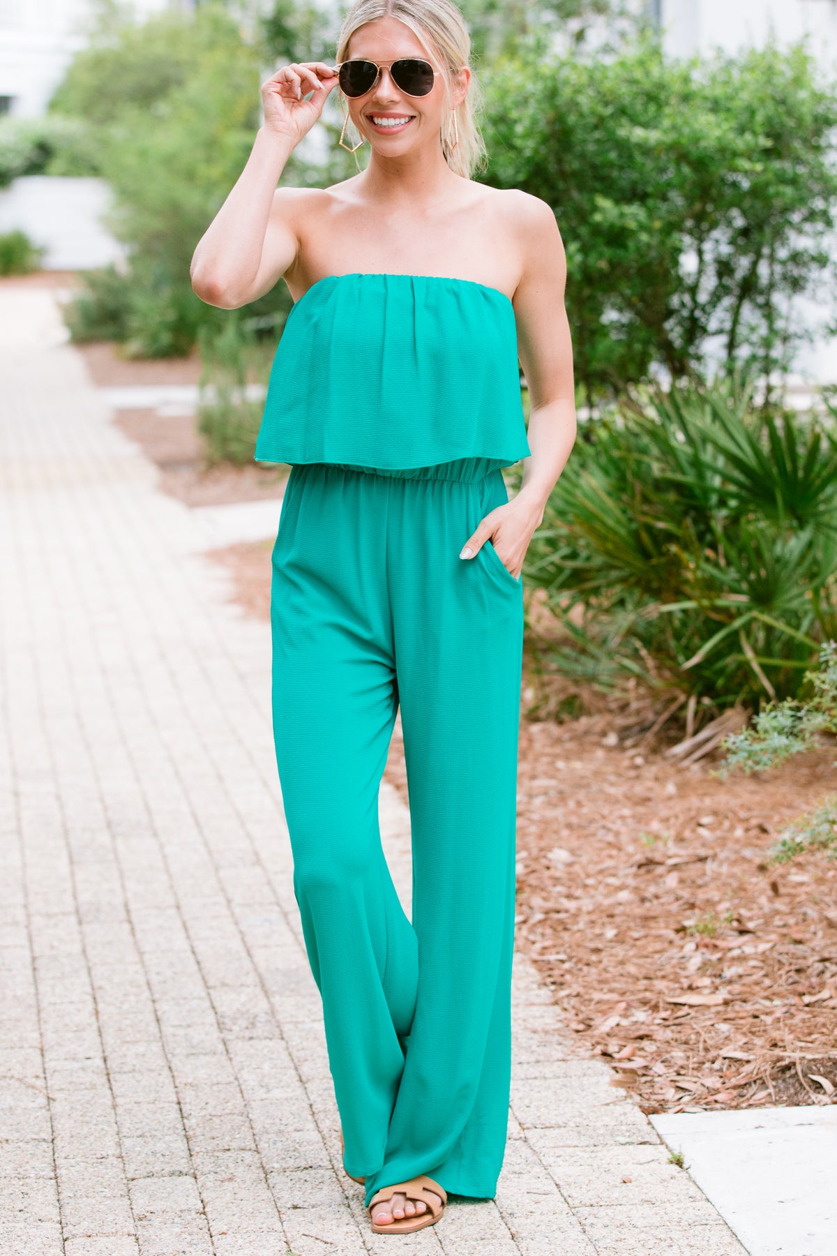 It's Your Day Jade Green Strapless Jumpsuit – Shop the Mint