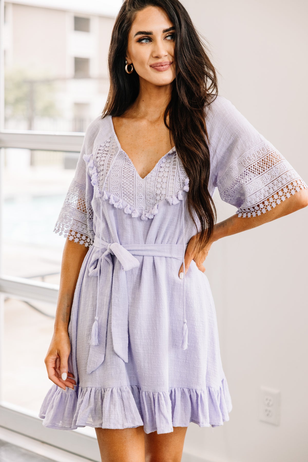 Pretty Lilac Purple Crochet Dress - Chic Dresses for Women – Shop the Mint