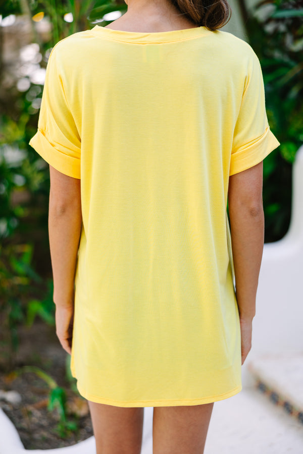 Make Your Life Easy Yellow V-neck Top