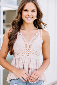 All Up To You Dusty Blush Pink Lace Tank