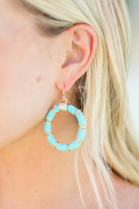 At This Time Turquoise Blue Drop Hoop Earrings
